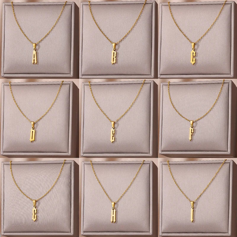A-Z Initial Letter Stainless Steel Necklace Gold Plated Alphabet Pendant Chain BFF Necklaces For Mom Jewelry Gift collar hombre