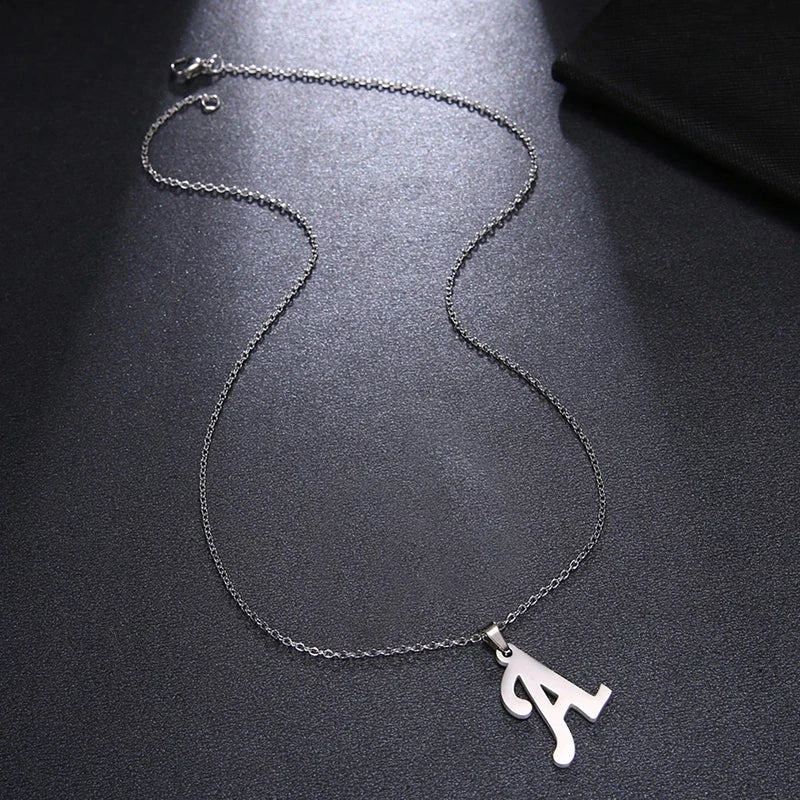 Trendy Stainless Steel A-Z Alphabet Pendant Chain Necklace For Women Personalization Initial Letters Name Necklace Jewelry Gifts