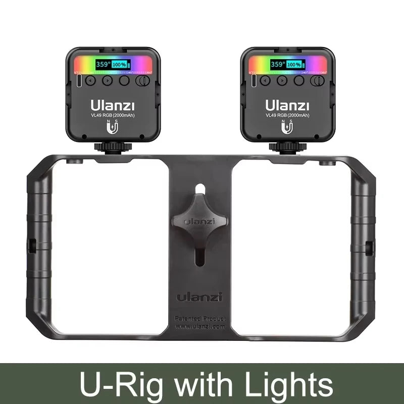 Ulanzi VL49 Full Color RGB LED Video Light 2500K-9000K 800LUX Magnetic Mini Fill 3 Cold Shoe 2000mAh Type-C Camera Light
