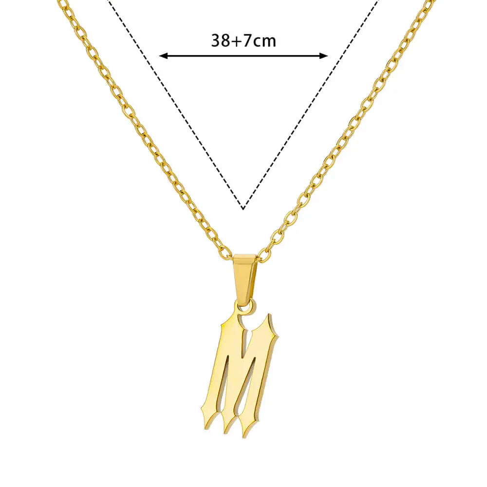 A-Z Initial Letter Stainless Steel Necklace Gold Plated Alphabet Pendant Chain BFF Necklaces For Mom Jewelry Gift collar hombre