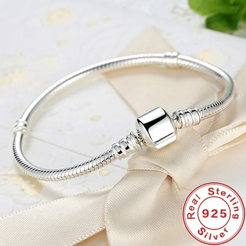 High quality bracelet 925 sterling silver classic bucket buckle bracelet fit original charm beads DIY women's jewelry Gifts