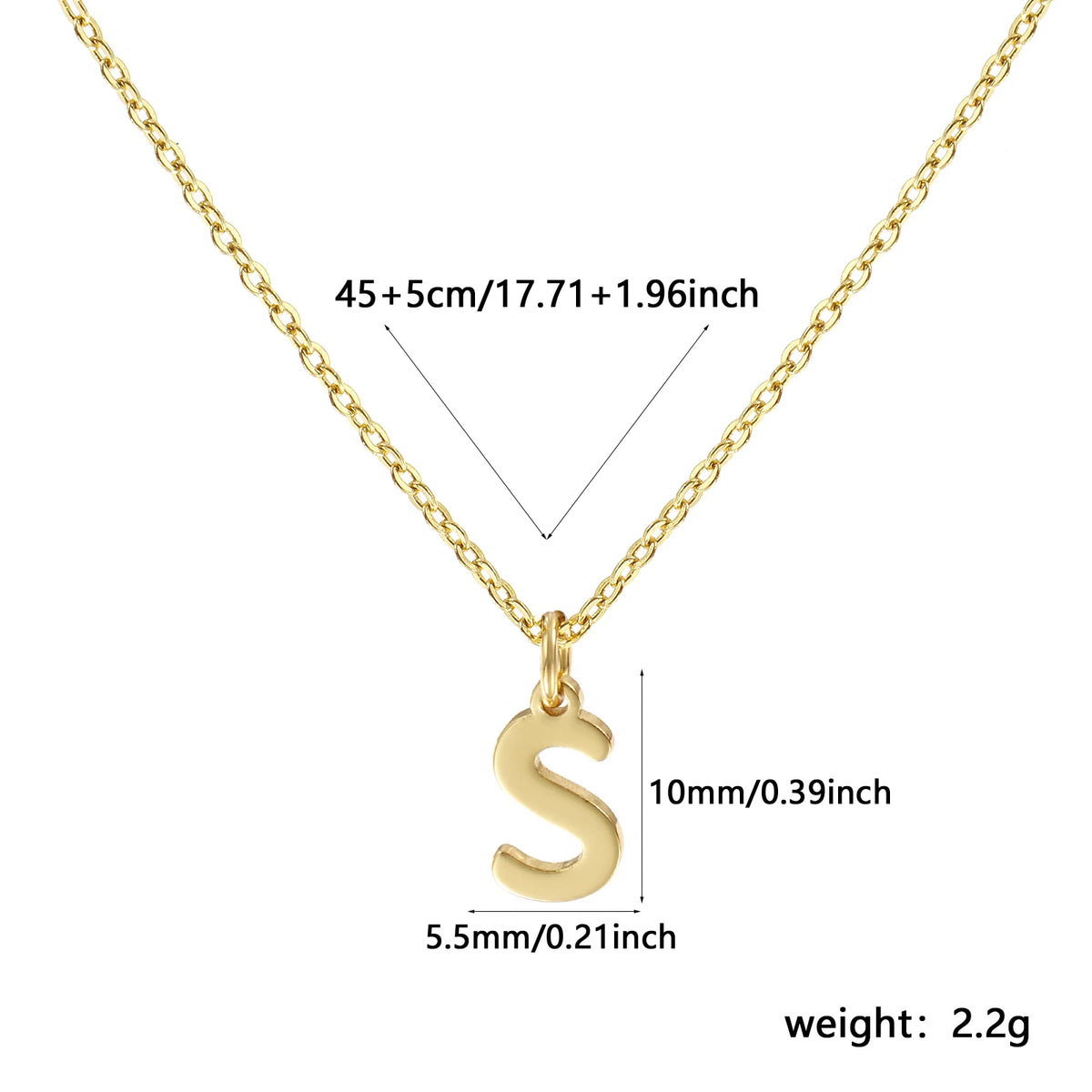 Personalized Brass " A-Z " Capital Pendant Necklace 18K Gold Plated Alphabet Initial Letter Name Jewelry For Women Gift