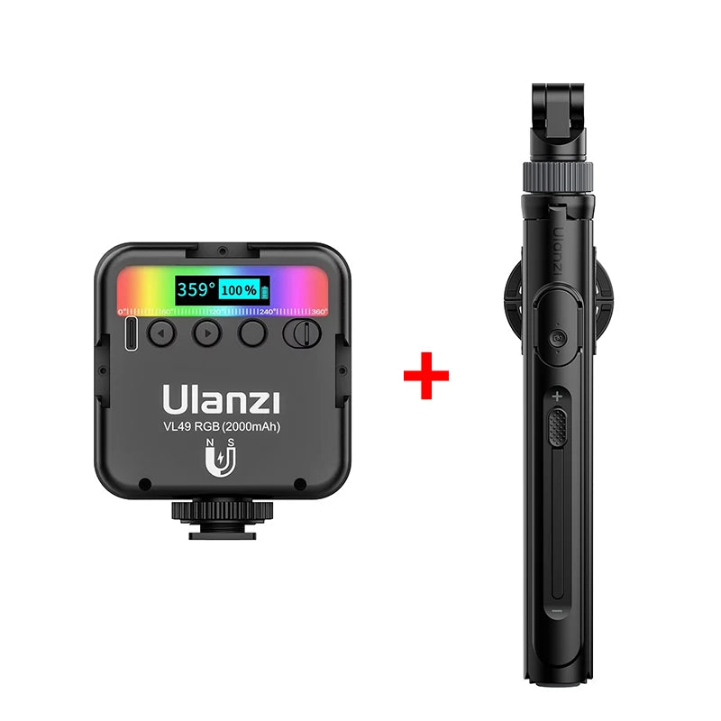 Ulanzi VL49 Full Color RGB LED Video Light 2500K-9000K 800LUX Magnetic Mini Fill 3 Cold Shoe 2000mAh Type-C Camera Light