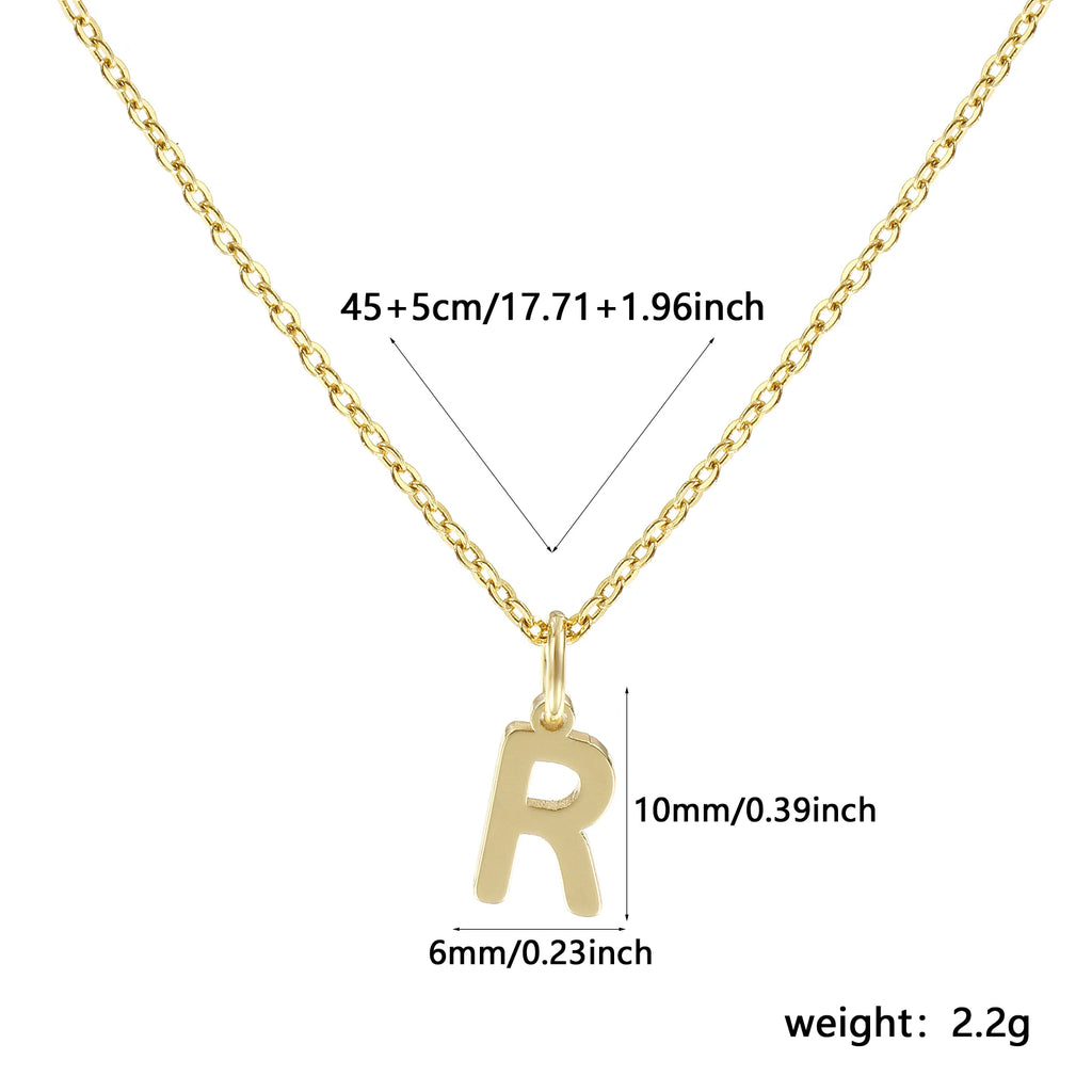 Personalized Brass " A-Z " Capital Pendant Necklace 18K Gold Plated Alphabet Initial Letter Name Jewelry For Women Gift