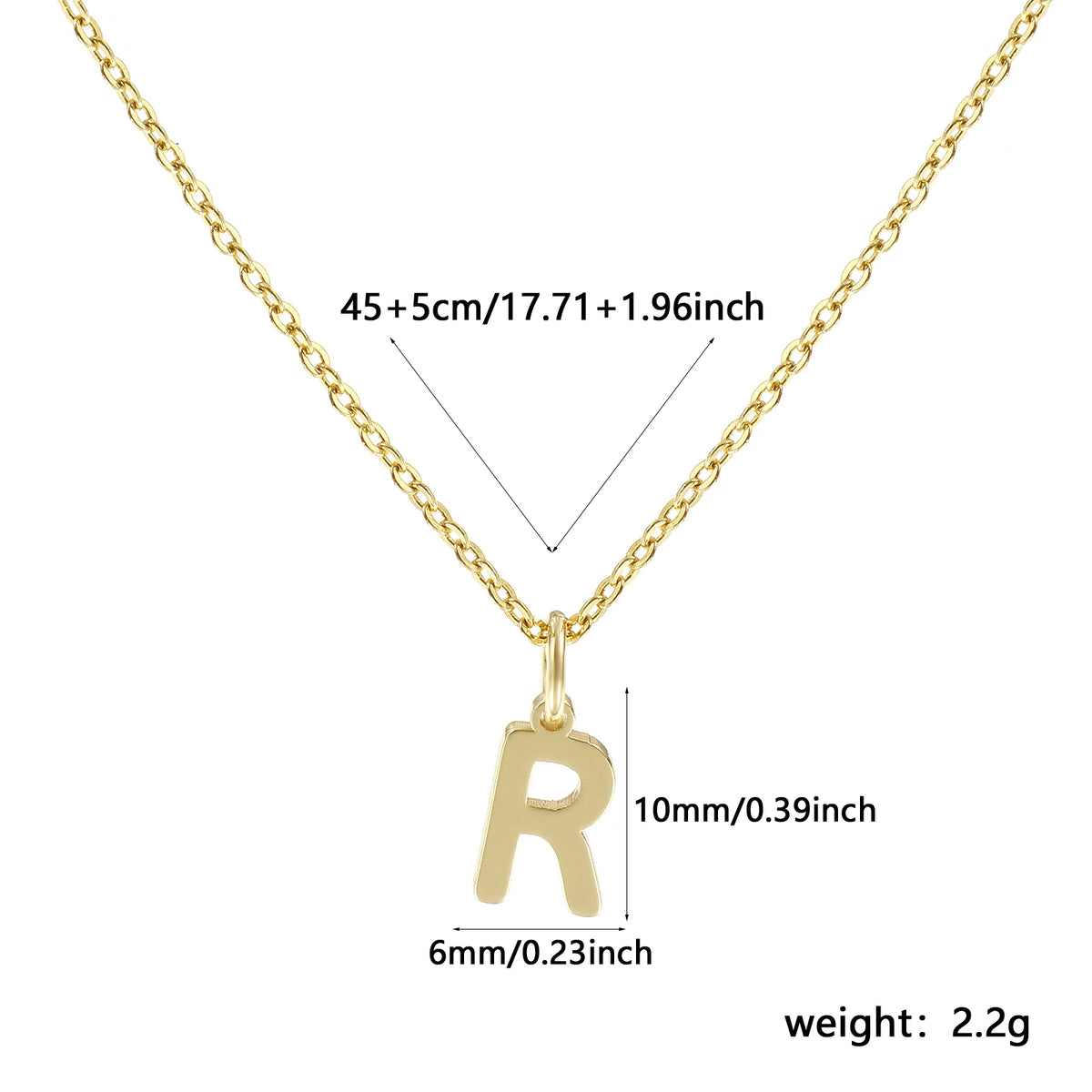 Personalized Brass " A-Z " Capital Pendant Necklace 18K Gold Plated Alphabet Initial Letter Name Jewelry For Women Gift