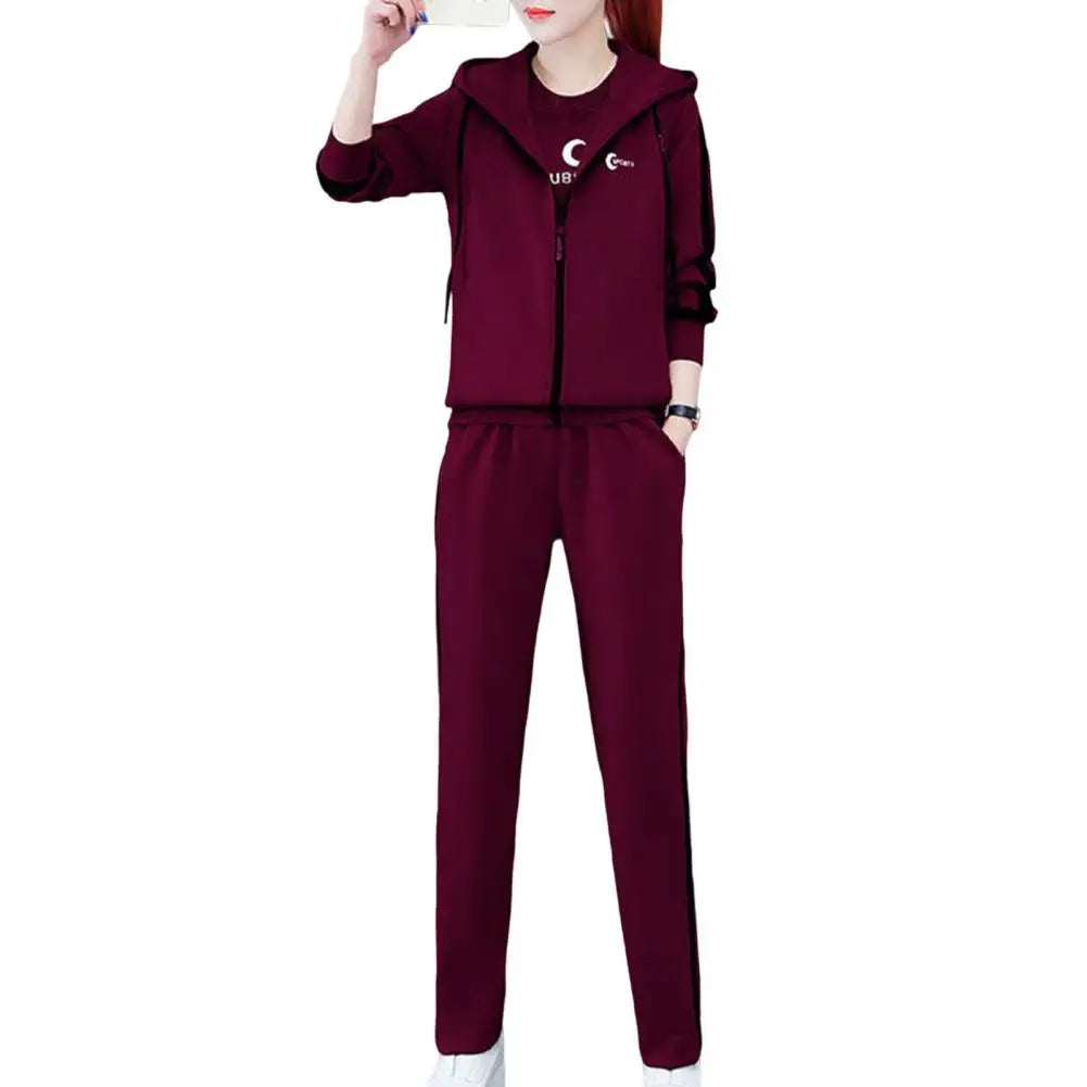Letter Print Sweatshirt Pants Set Autumn Tracksuit Top Vest Pants 3 Pieces Set Sweatpants Set Korean Winter Women Hoodies Suit