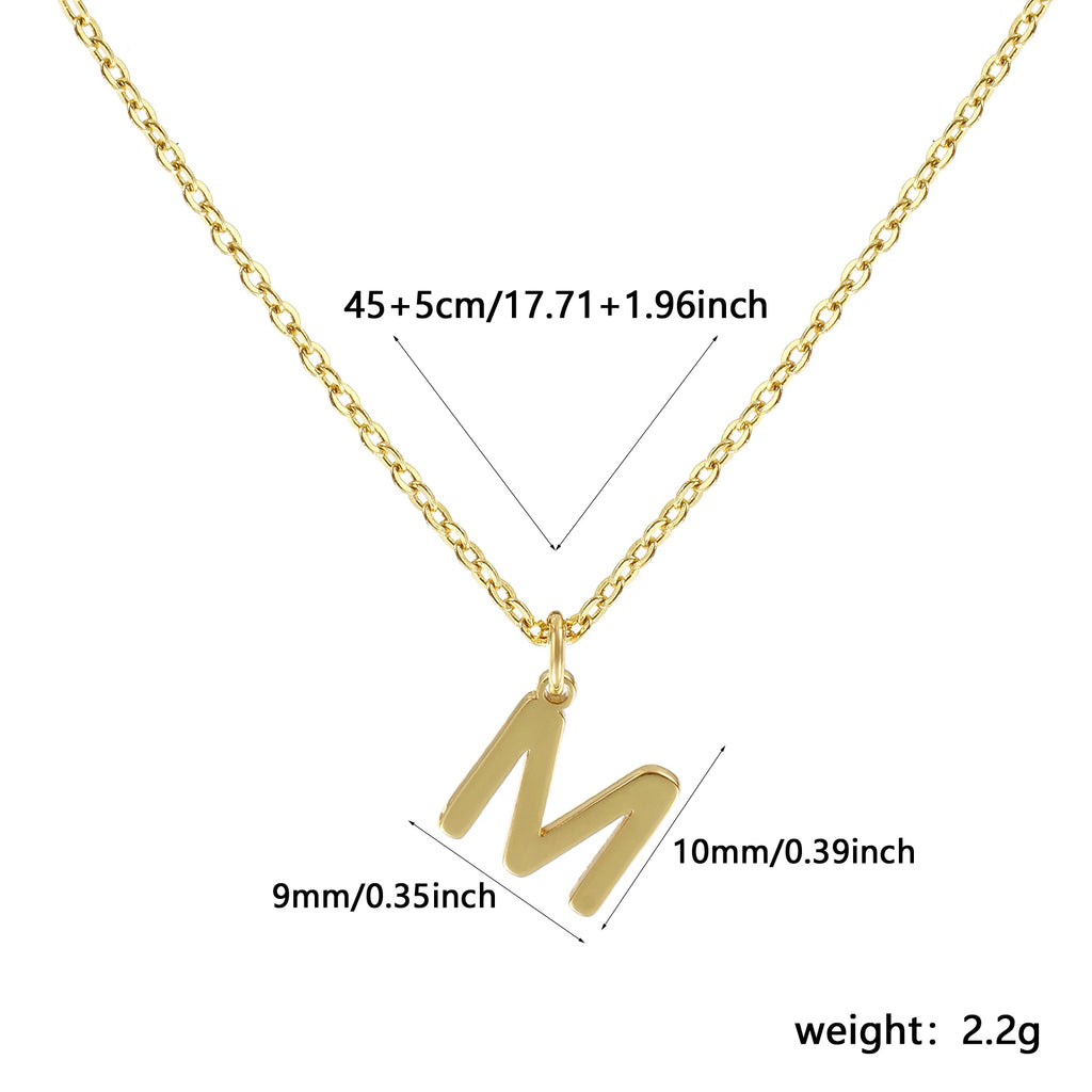 Personalized Brass " A-Z " Capital Pendant Necklace 18K Gold Plated Alphabet Initial Letter Name Jewelry For Women Gift