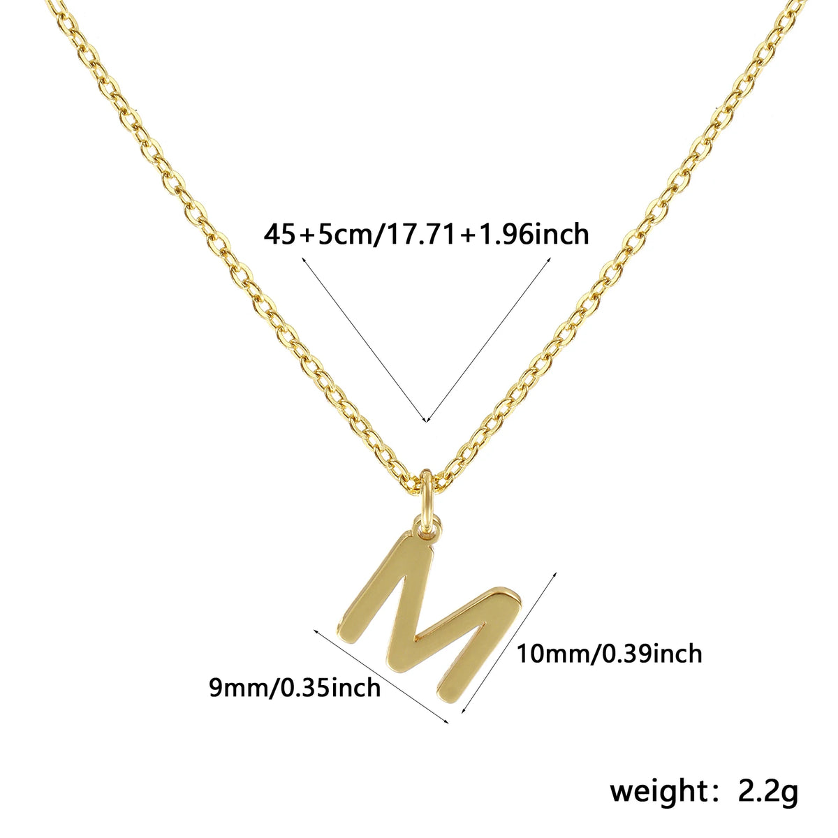 Personalized Brass " A-Z " Capital Pendant Necklace 18K Gold Plated Alphabet Initial Letter Name Jewelry For Women Gift