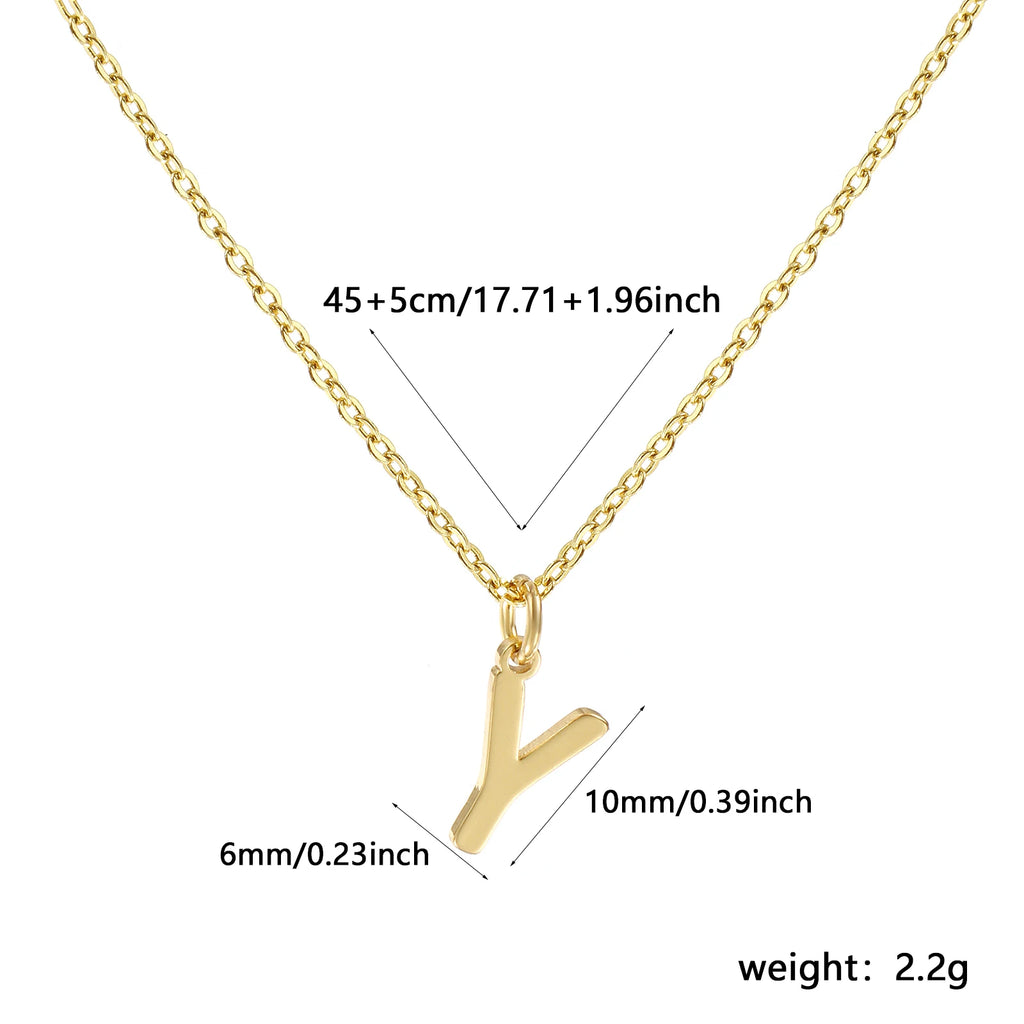 Personalized Brass " A-Z " Capital Pendant Necklace 18K Gold Plated Alphabet Initial Letter Name Jewelry For Women Gift