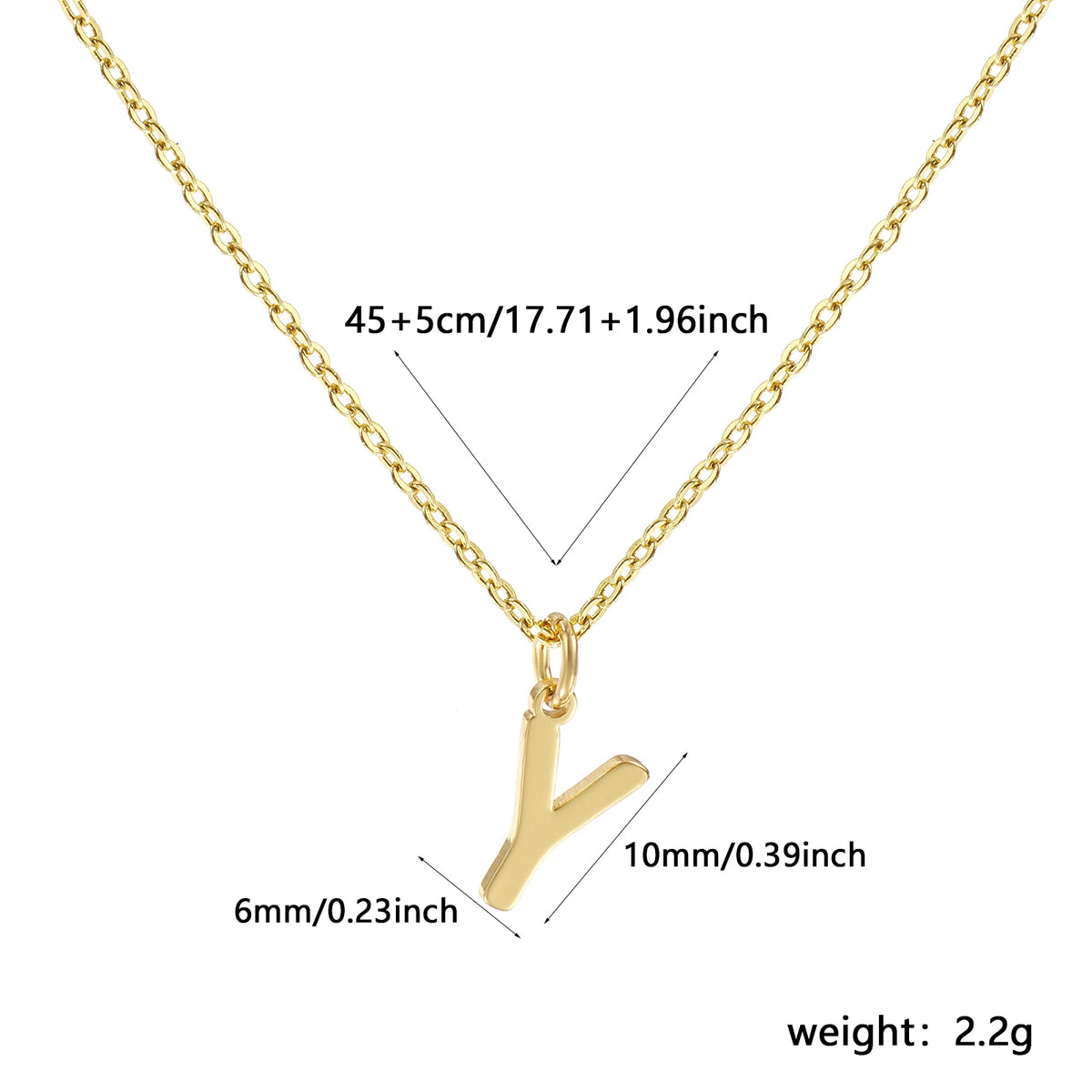 Personalized Brass " A-Z " Capital Pendant Necklace 18K Gold Plated Alphabet Initial Letter Name Jewelry For Women Gift