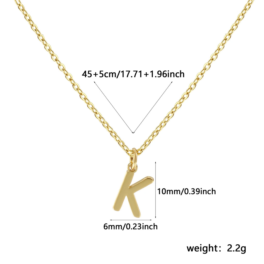 Personalized Brass " A-Z " Capital Pendant Necklace 18K Gold Plated Alphabet Initial Letter Name Jewelry For Women Gift