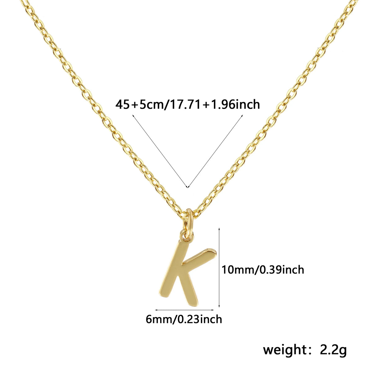 Personalized Brass " A-Z " Capital Pendant Necklace 18K Gold Plated Alphabet Initial Letter Name Jewelry For Women Gift