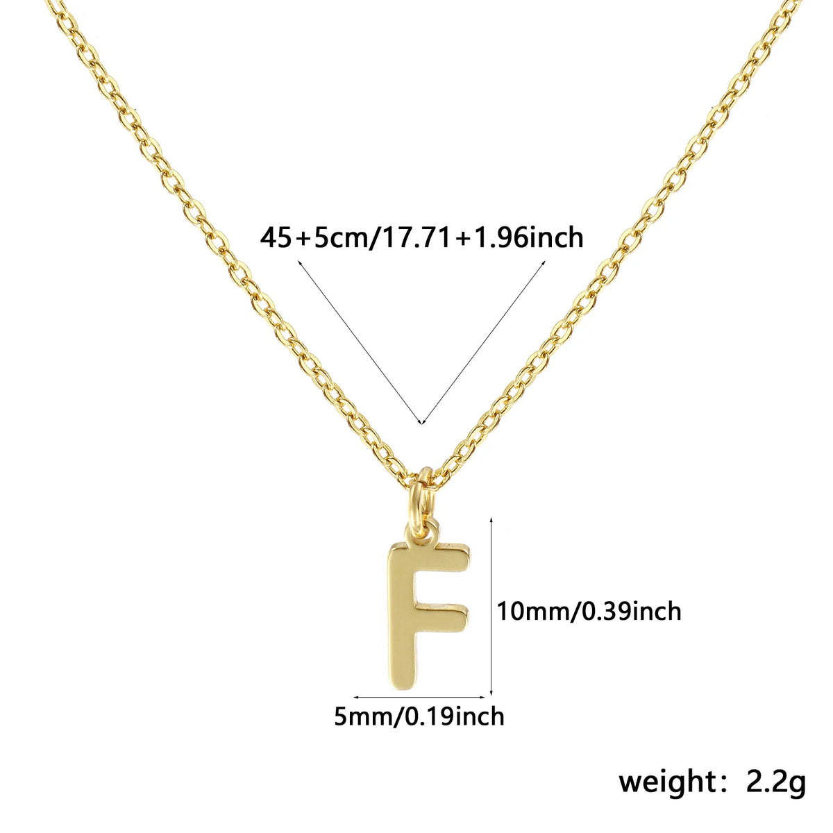 Personalized Brass " A-Z " Capital Pendant Necklace 18K Gold Plated Alphabet Initial Letter Name Jewelry For Women Gift