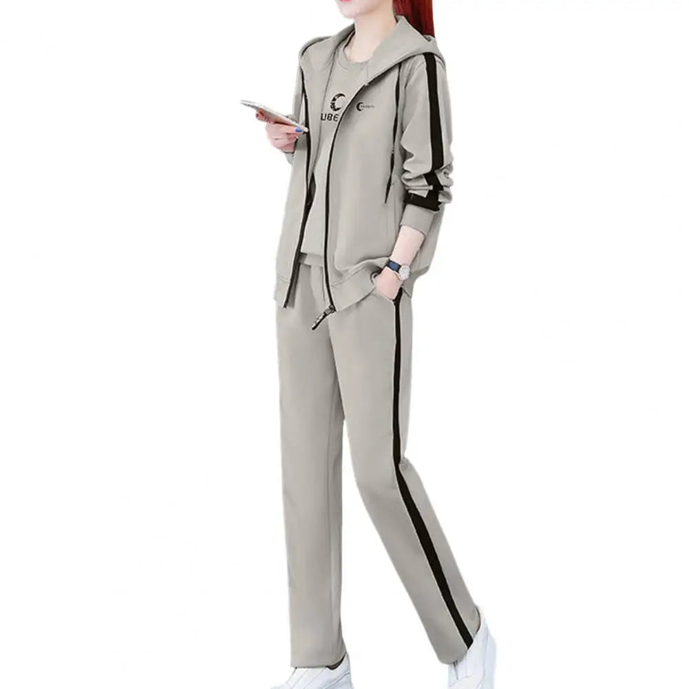 Letter Print Sweatshirt Pants Set Autumn Tracksuit Top Vest Pants 3 Pieces Set Sweatpants Set Korean Winter Women Hoodies Suit