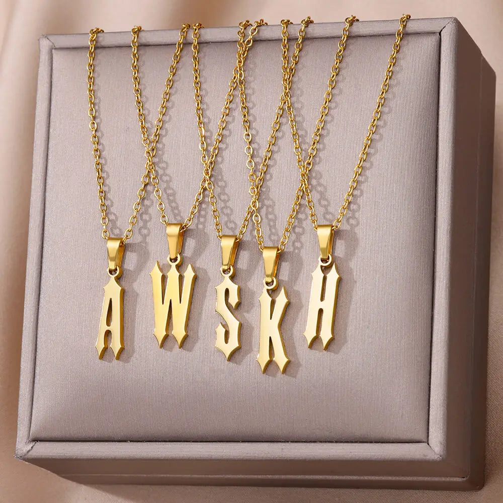 A-Z Initial Letter Stainless Steel Necklace Gold Plated Alphabet Pendant Chain BFF Necklaces For Mom Jewelry Gift collar hombre