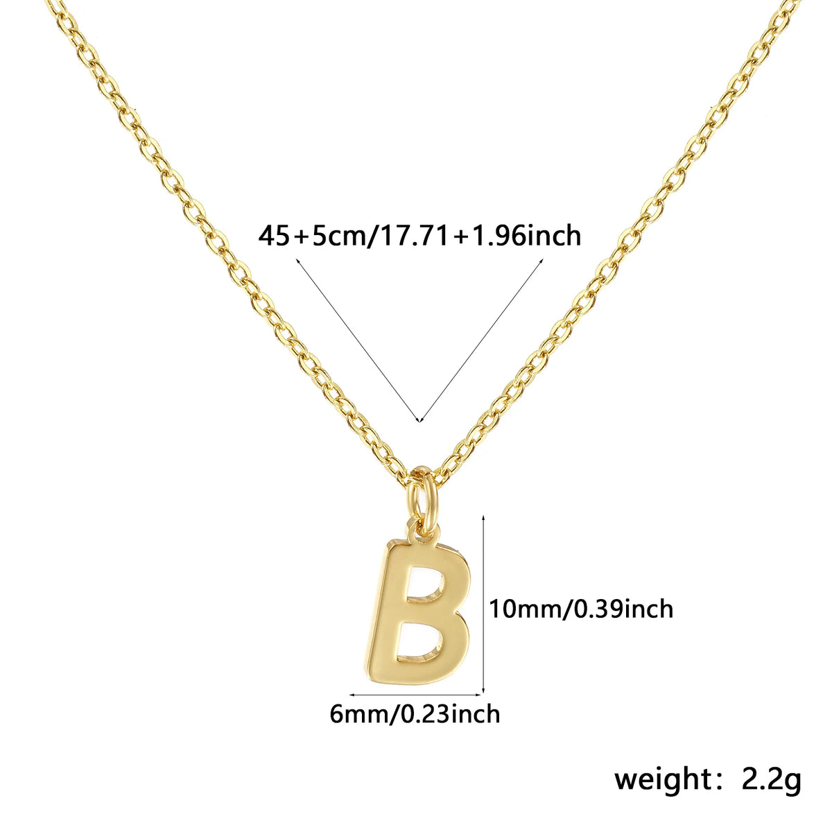 Personalized Brass " A-Z " Capital Pendant Necklace 18K Gold Plated Alphabet Initial Letter Name Jewelry For Women Gift