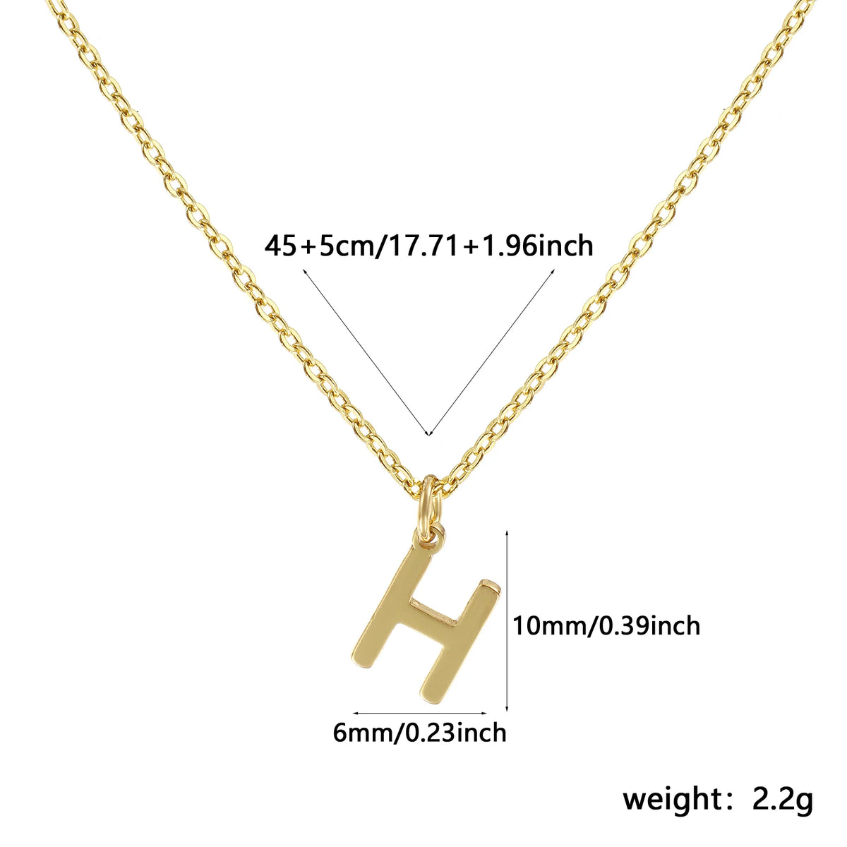 Personalized Brass " A-Z " Capital Pendant Necklace 18K Gold Plated Alphabet Initial Letter Name Jewelry For Women Gift