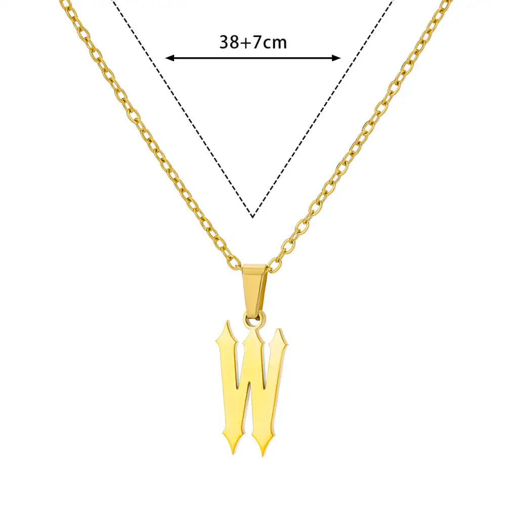 A-Z Initial Letter Stainless Steel Necklace Gold Plated Alphabet Pendant Chain BFF Necklaces For Mom Jewelry Gift collar hombre