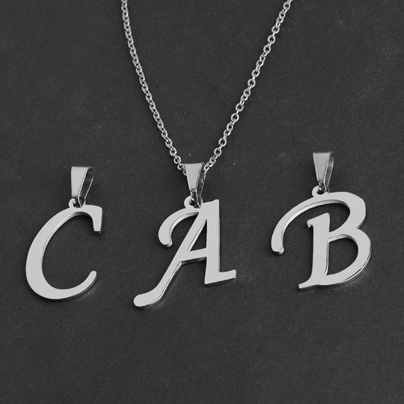 Trendy Stainless Steel A-Z Alphabet Pendant Chain Necklace For Women Personalization Initial Letters Name Necklace Jewelry Gifts