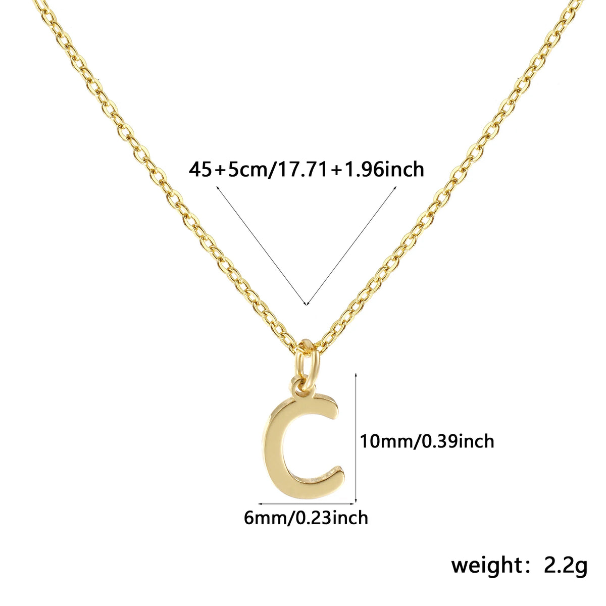 Personalized Brass " A-Z " Capital Pendant Necklace 18K Gold Plated Alphabet Initial Letter Name Jewelry For Women Gift
