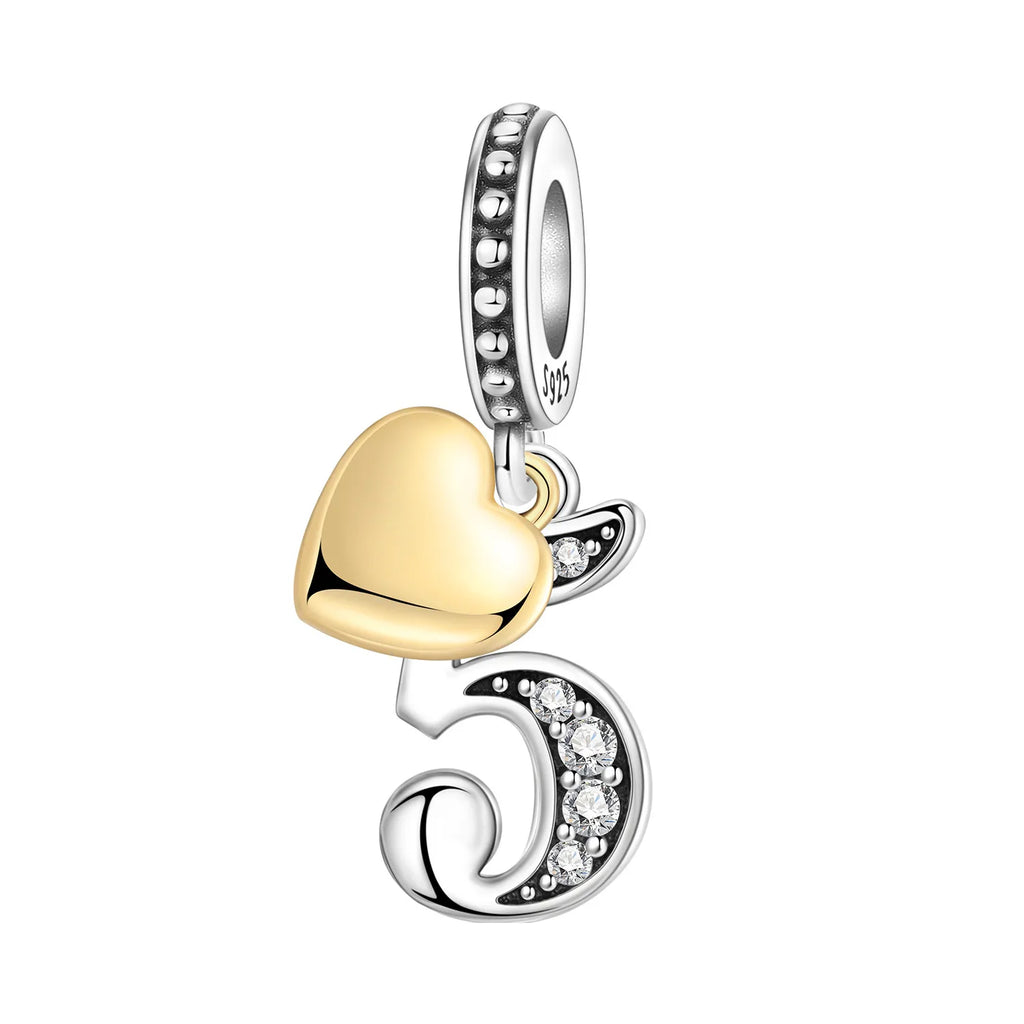 Original 925 Sterling Silver CZ Zircon Butterfly A-Z 26 Letter Charms Alphabet Beads Pendant Fit Bracelet Necklace DIY Jewelry