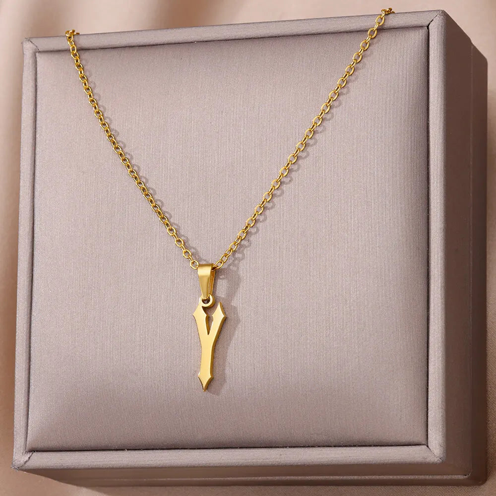 A-Z Initial Letter Stainless Steel Necklace Gold Plated Alphabet Pendant Chain BFF Necklaces For Mom Jewelry Gift collar hombre