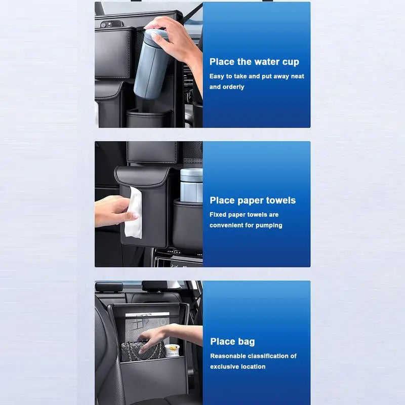 Car Front Seats Between Storage Bag Auto Seat Back Handbag Holder Tissue Box With Multiple Pockets Car Seat Organizer Bag