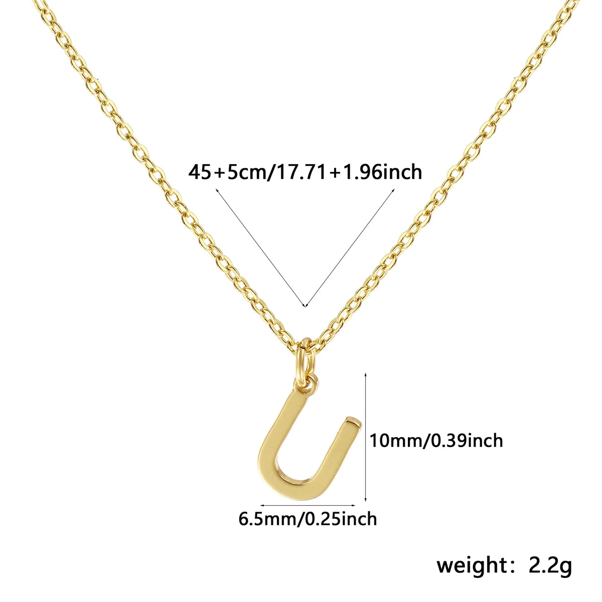 Personalized Brass " A-Z " Capital Pendant Necklace 18K Gold Plated Alphabet Initial Letter Name Jewelry For Women Gift