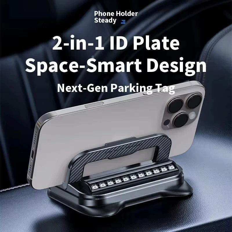 360° Rotatable Universal Car Phone Holder with Number Plate Dashboard Mount Easy Install Vehicle Mobile Phone Holder