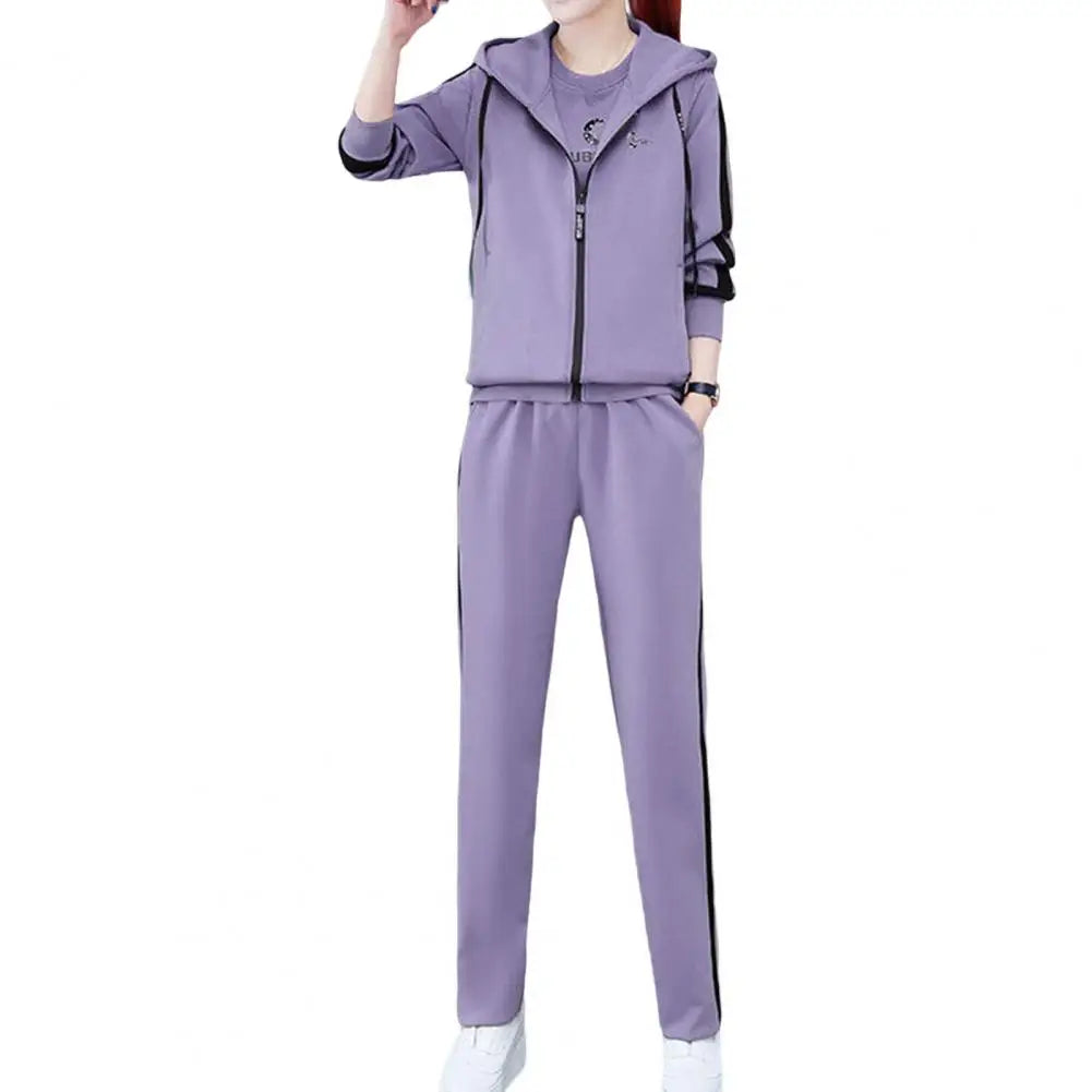 Letter Print Sweatshirt Pants Set Autumn Tracksuit Top Vest Pants 3 Pieces Set Sweatpants Set Korean Winter Women Hoodies Suit