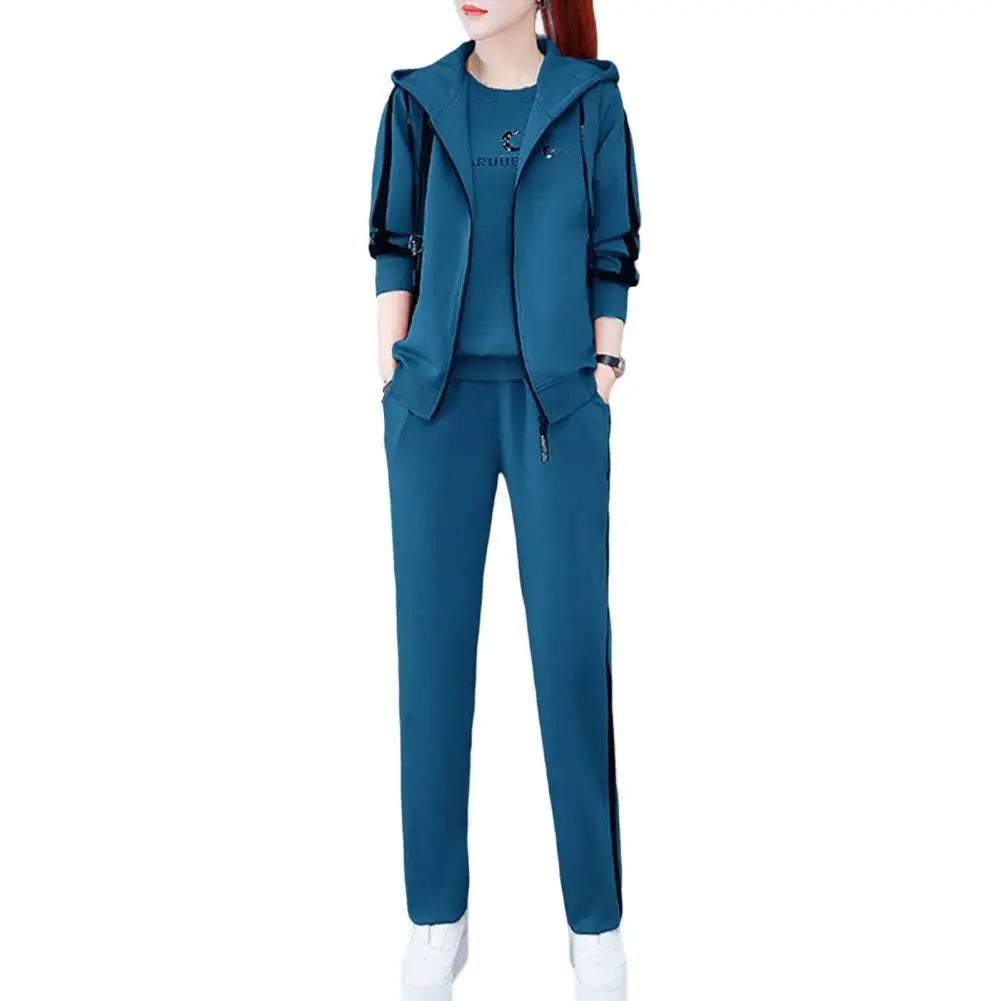 Letter Print Sweatshirt Pants Set Autumn Tracksuit Top Vest Pants 3 Pieces Set Sweatpants Set Korean Winter Women Hoodies Suit