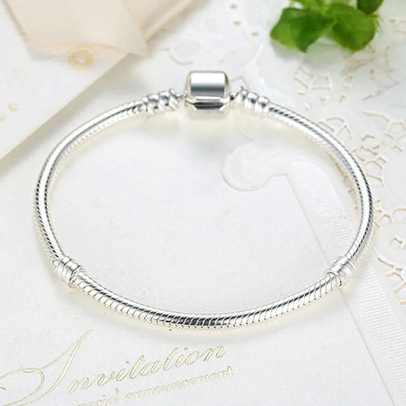 High quality bracelet 925 sterling silver classic bucket buckle bracelet fit original charm beads DIY women's jewelry Gifts
