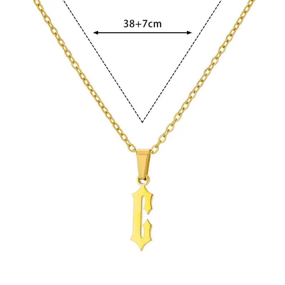 A-Z Initial Letter Stainless Steel Necklace Gold Plated Alphabet Pendant Chain BFF Necklaces For Mom Jewelry Gift collar hombre
