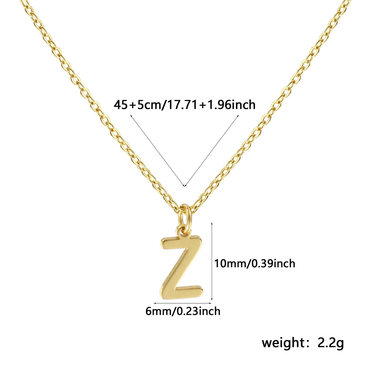 Personalized Brass " A-Z " Capital Pendant Necklace 18K Gold Plated Alphabet Initial Letter Name Jewelry For Women Gift