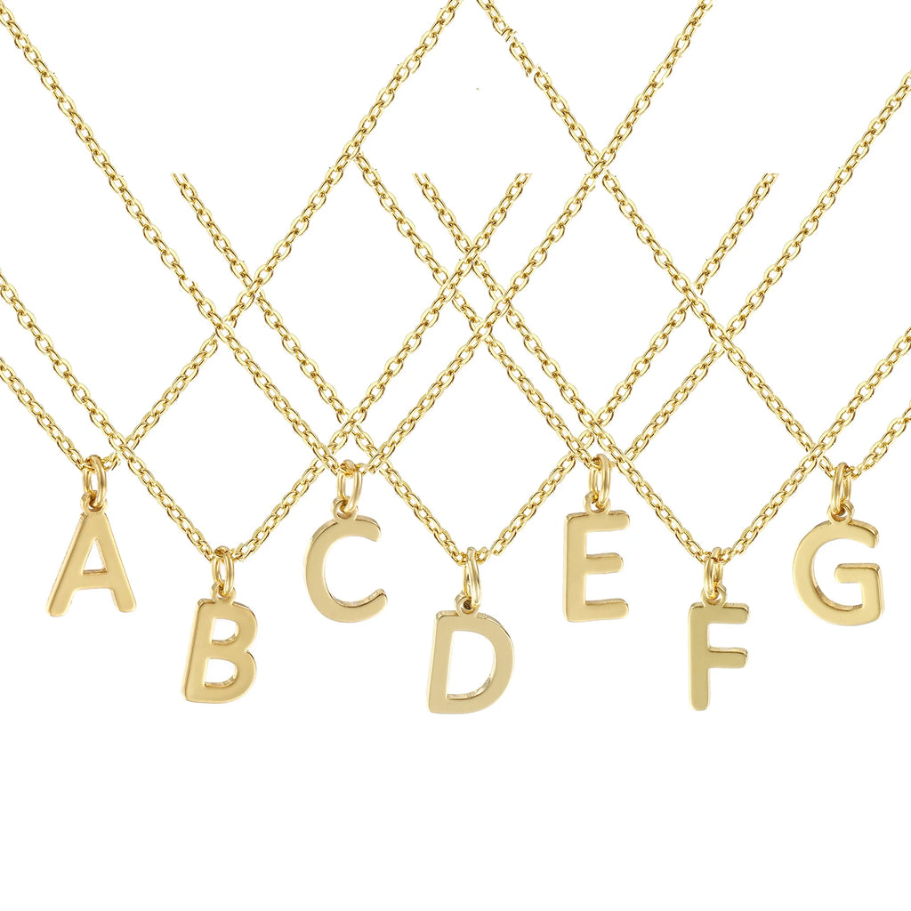 Personalized Brass " A-Z " Capital Pendant Necklace 18K Gold Plated Alphabet Initial Letter Name Jewelry For Women Gift
