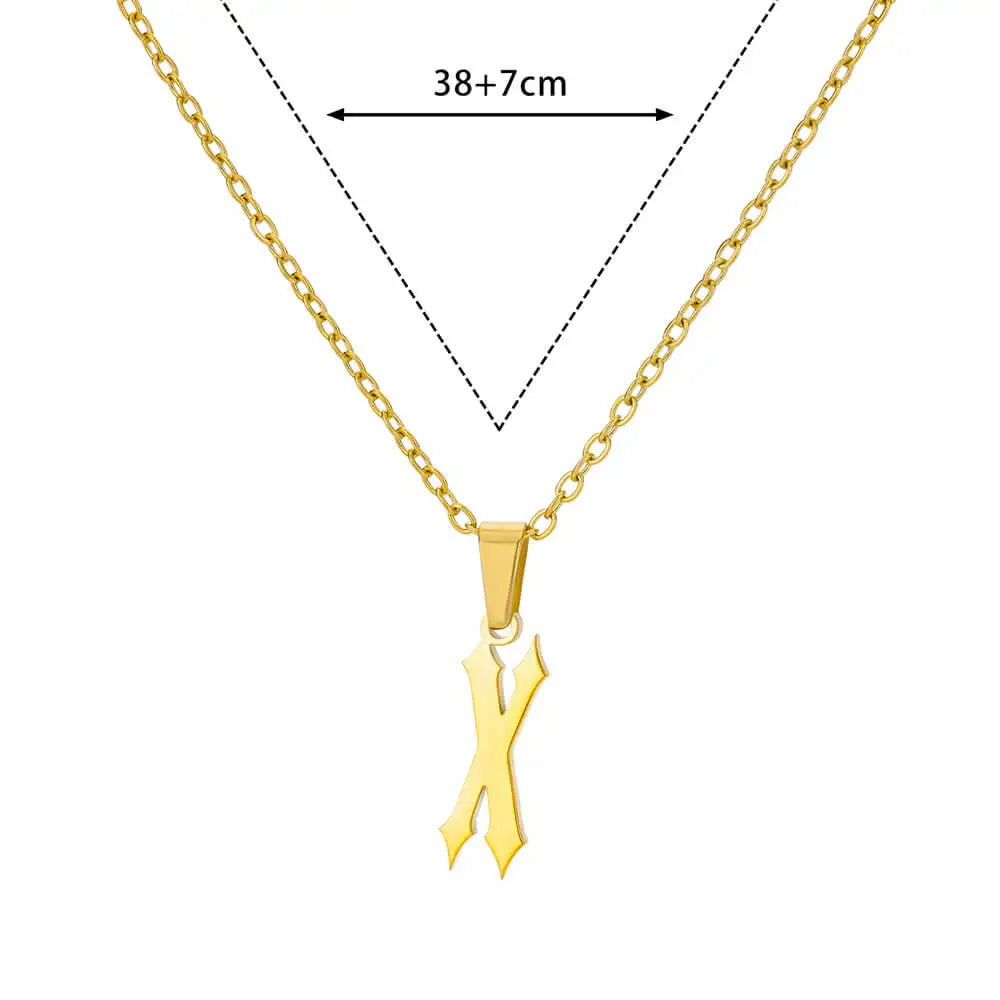 A-Z Initial Letter Stainless Steel Necklace Gold Plated Alphabet Pendant Chain BFF Necklaces For Mom Jewelry Gift collar hombre