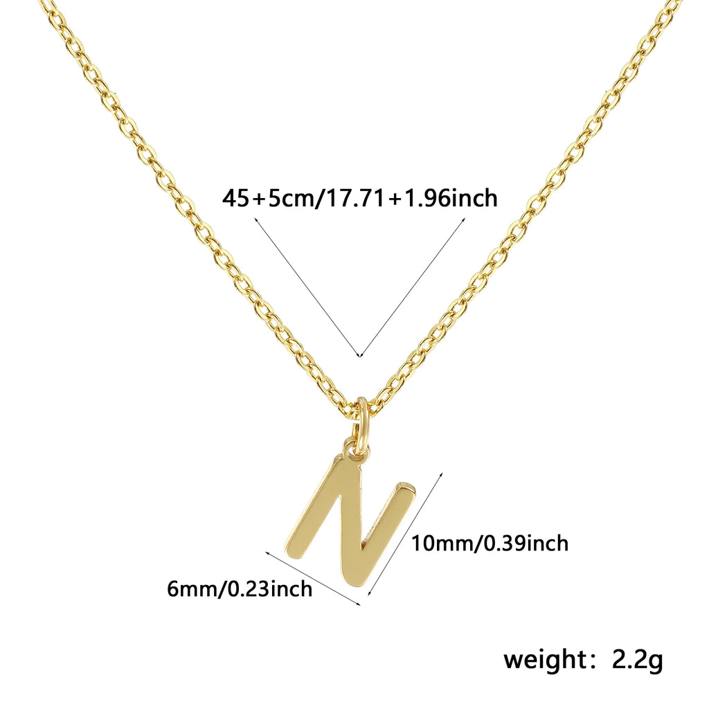Personalized Brass " A-Z " Capital Pendant Necklace 18K Gold Plated Alphabet Initial Letter Name Jewelry For Women Gift