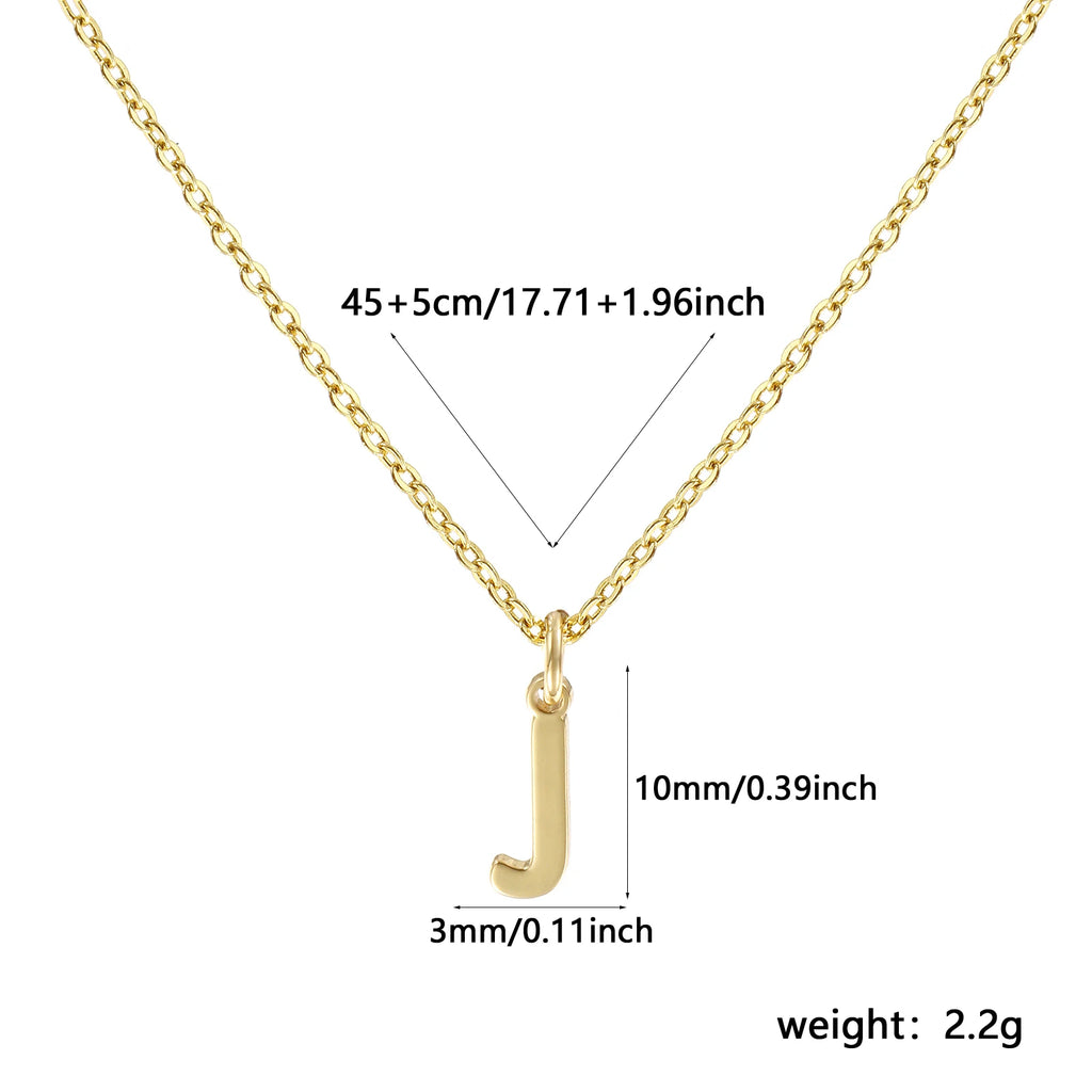 Personalized Brass " A-Z " Capital Pendant Necklace 18K Gold Plated Alphabet Initial Letter Name Jewelry For Women Gift