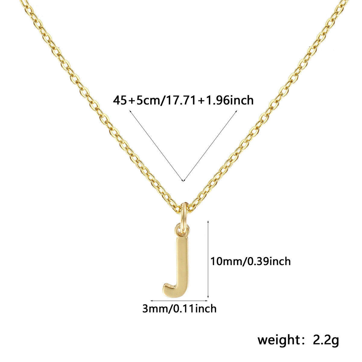 Personalized Brass " A-Z " Capital Pendant Necklace 18K Gold Plated Alphabet Initial Letter Name Jewelry For Women Gift