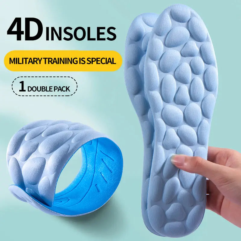 4D Cloud Technology Sports Insoles for Shoes PU Sole Soft Breathable Shock Absorption Cushion Running Orthopedic Care Insoles