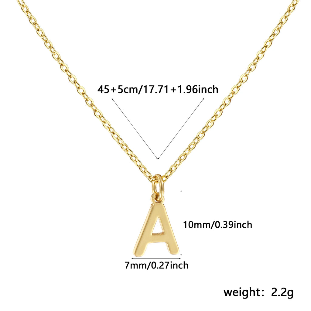 Personalized Brass " A-Z " Capital Pendant Necklace 18K Gold Plated Alphabet Initial Letter Name Jewelry For Women Gift