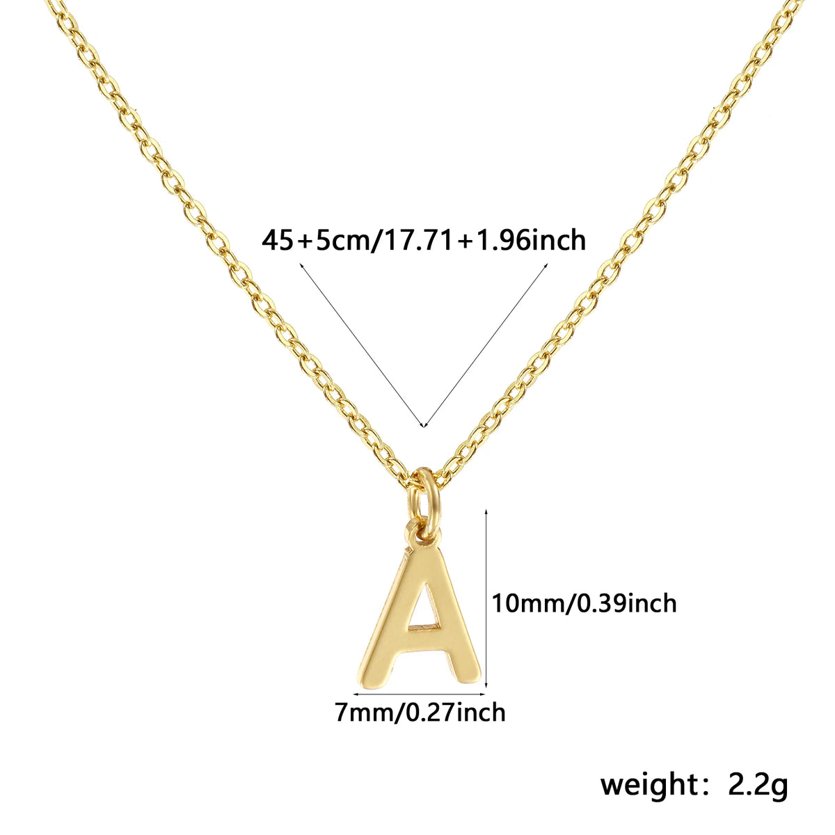 Personalized Brass " A-Z " Capital Pendant Necklace 18K Gold Plated Alphabet Initial Letter Name Jewelry For Women Gift