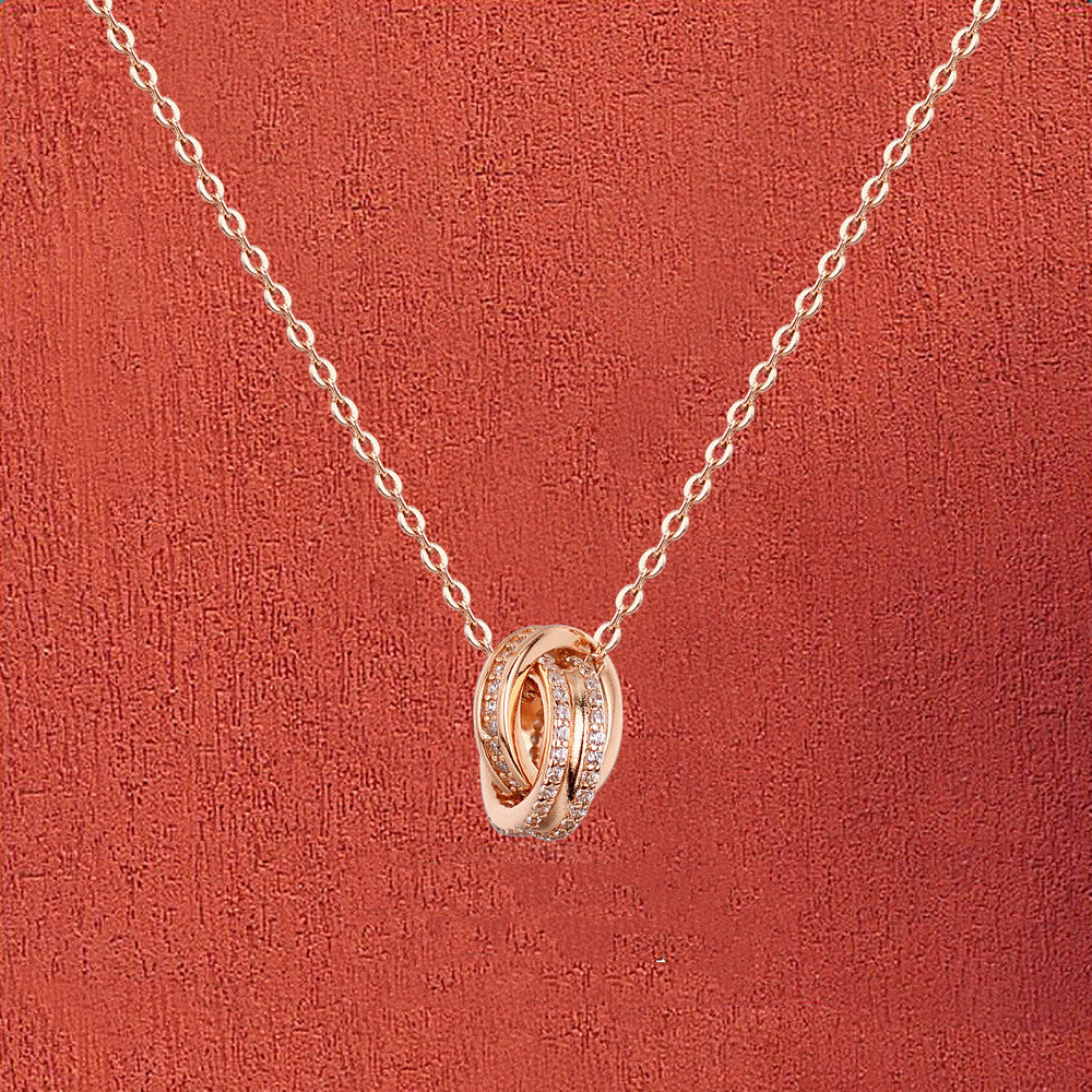 Chomel S925 Silver Double Ring Necklace for Women
