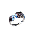 Retro Ethnic Style Burnt Blue Enamel Handmade Ring